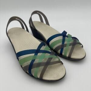 Crocs Isabella Huarache Strappy Wedge Sandal Women’s Size 10 Blue/Gray